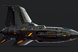 draw spaceship concept art or design a starship or scifi