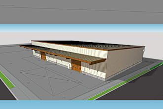 design, model and 3d render an industrial warehouse