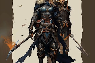 draw realistic dnd party and concept art