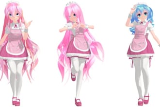 create mmd model from scratch, vroid, live2d, live3d, anime character model