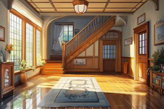 draw 2d visual anime background and environment art