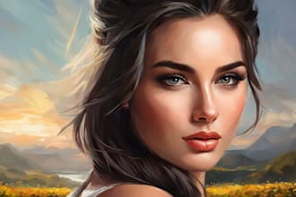 create a digital oil painting, digital portrait