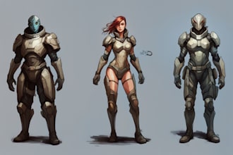 draw fantasy scifi custom characters and concept