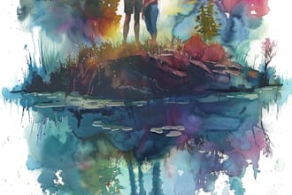 paint realistic landscape watercolor painting illustration