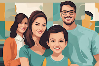 turn your family photo to be a minimalist vector portrait