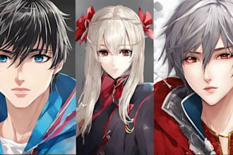 draw a beautiful portrait in anime or manhwa style
