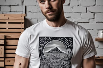 make a linocut t shirt design for brand