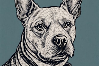 draw a pet portrait using linocut style