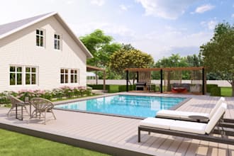 design your garden, patio, backyard and present 3d rendering