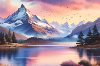 paint realistic landscape watercolor painting illustration