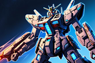 draw mecha, gundam and armor ilustration in my style