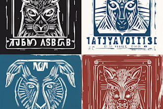 create animal linocut t shirt design for brands