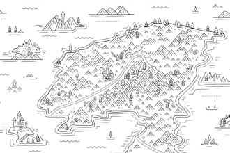 make fantasy map illustration for dnd, novels and games