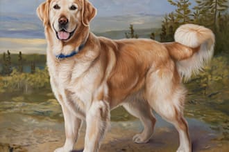draw realistic oil painting custom pet portrait