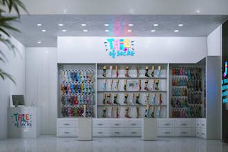 photorealistic interior and exterior design, render beauty salon, 3d unwrapping