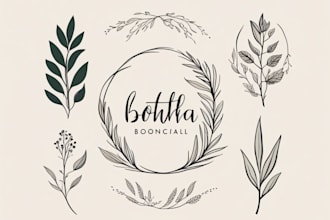 design hand drawn botanical boho minimalist logo