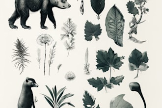 make animal or botanical unique illustration art