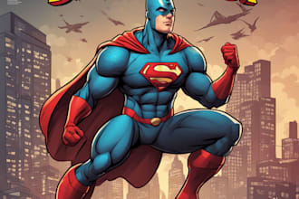 create superhero comic cover in my style