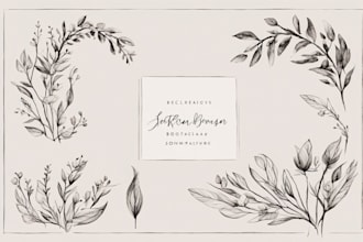 design hand drawn botanical boho minimalist logo