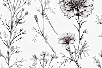 draw botanical vector illustration of plants and flowers