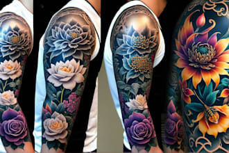 create a full sleeve or a half sleeve design tattoo unique sleeve tattoo