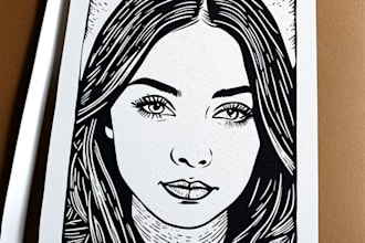 create a portrait print linocut