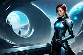 make sci fi character art and sci fi art, or concept art