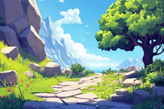 design 2d game concept art background and environment