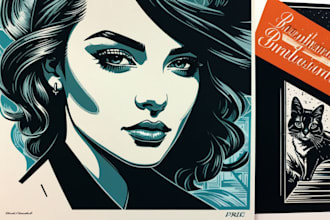 draw a custom portrait in linocut style