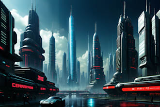 do cyberpunk scifi futuristic city
