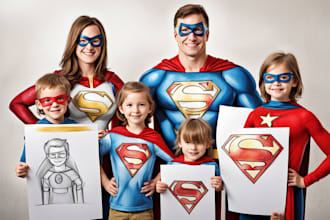 draw a family superhero portraits