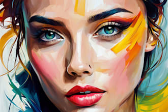 draw abstract art colorful digital oil painting portrait