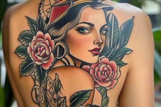 make a custom american traditional tattoo design as you want