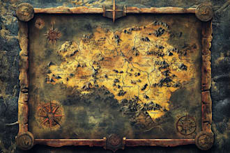 made fantasy map illustration for dnd, novels and games