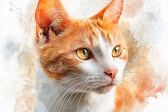 draw your pet portrait in to digital oil painting