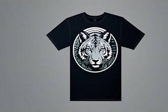 create animal linocut tshirt design for brand