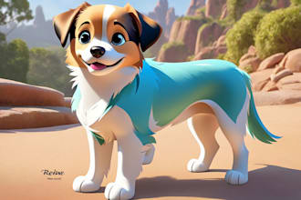 create a unique artwork of a disney pet portrait