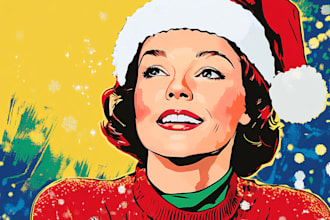 make a christmas card or a christmas themed pop art portrait