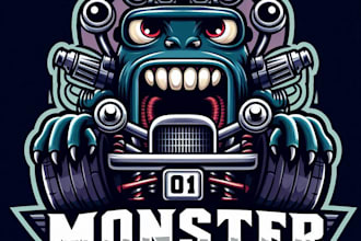 do monster car mascot logo design