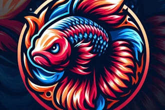 do betta fish mascot logo design 24 hour delivery