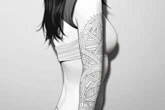 draw realism sleeve tattoo, minimalist design, geometric art
