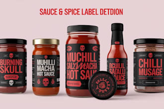 seasoning label, spices, sauce, ketchup, juice label, pickle, salsa, jar label