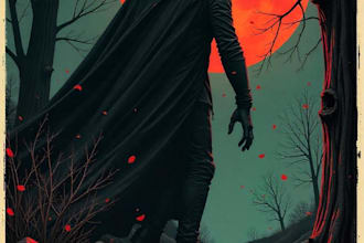 make in vintage horror comic dark style