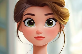 turn your portrait into a disney style cartoon illustration