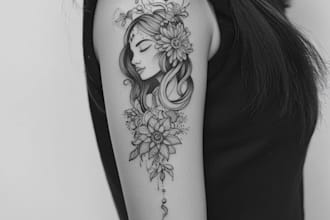 draw a custom tattoo design as a tattoo artist