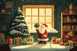 draw greeting, christmas, birthday card, postcard