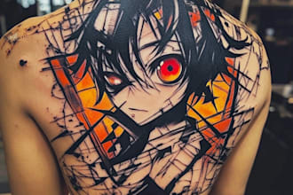 draw your dream anime or manga style tattoo design