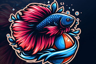do betta fish e sport mascot logo design