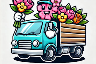 do make flower truck mascot logo design service