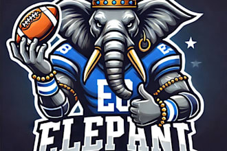 do modern style giant elephant king mascot e sport logo design service
